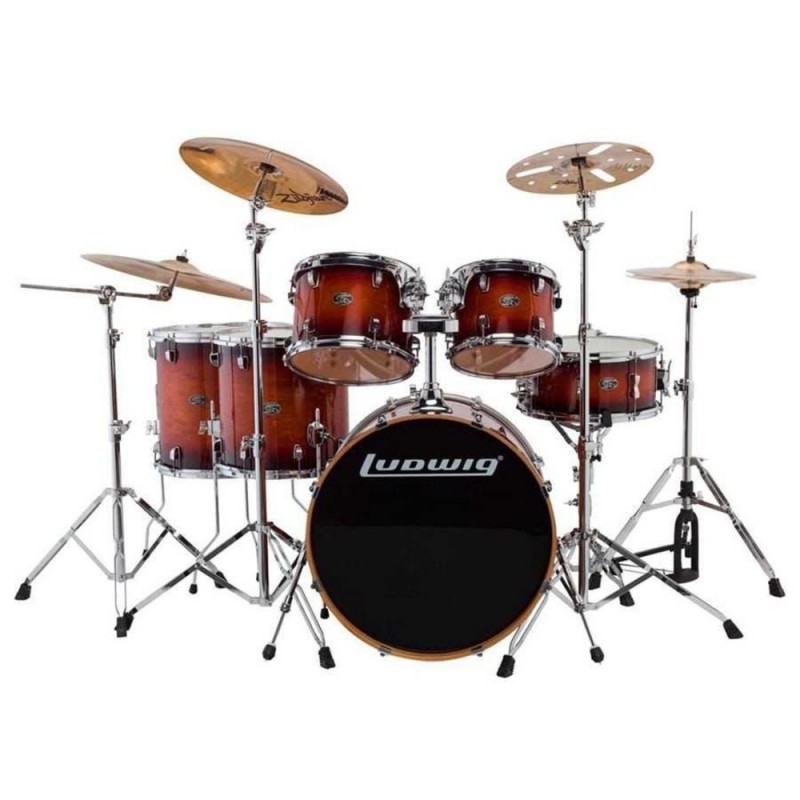 Ludwig Evolution Maple LCEM622XMB Mahogany Burst Shell Set Bateri (10-12-14-14-16-22)