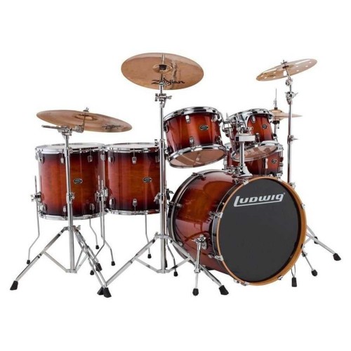 Ludwig Evolution Maple LCEM622XMB Mahogany Burst Shell Set Bateri (10-12-14-14-16-22)