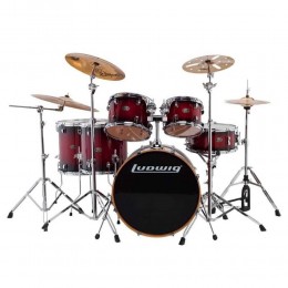 Ludwig Evolution Maple LCEM622XRF Red Burst Shell Set Bateri (10-12-14-14-16-22)