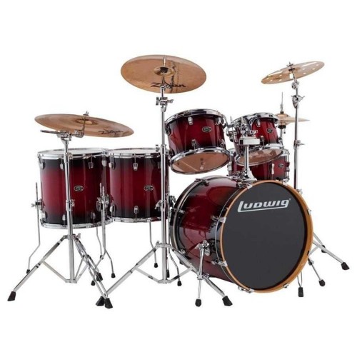 Ludwig Evolution Maple LCEM622XRF Red Burst Shell Set Bateri (10-12-14-14-16-22)